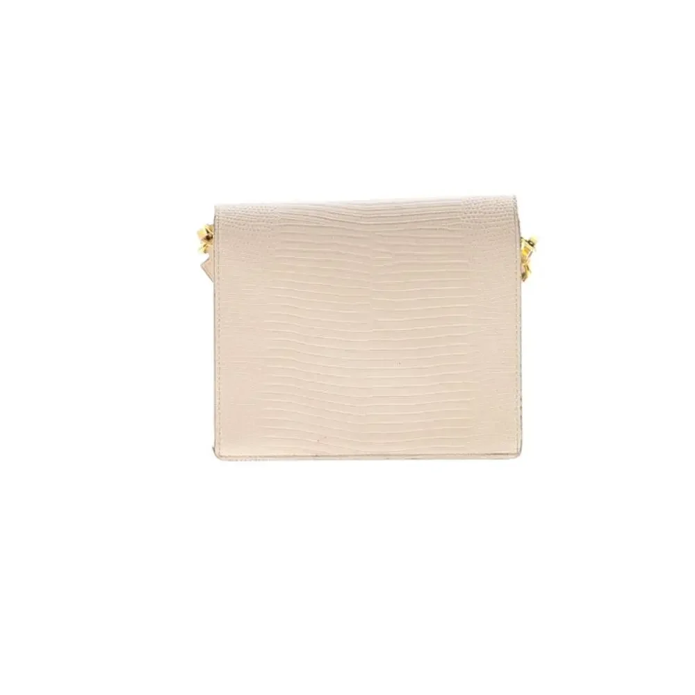 JW Pei Croc-Embossed Crossbody Bag Ivory Vegan Leather Minimalist Modern Classic - Picture 3 of 10